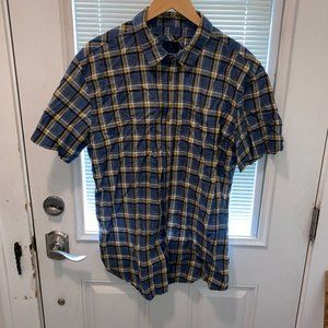 Prana Shirt Mens XL Button Front Organic Cotton‎ Plaid Short Sleeve M11191472